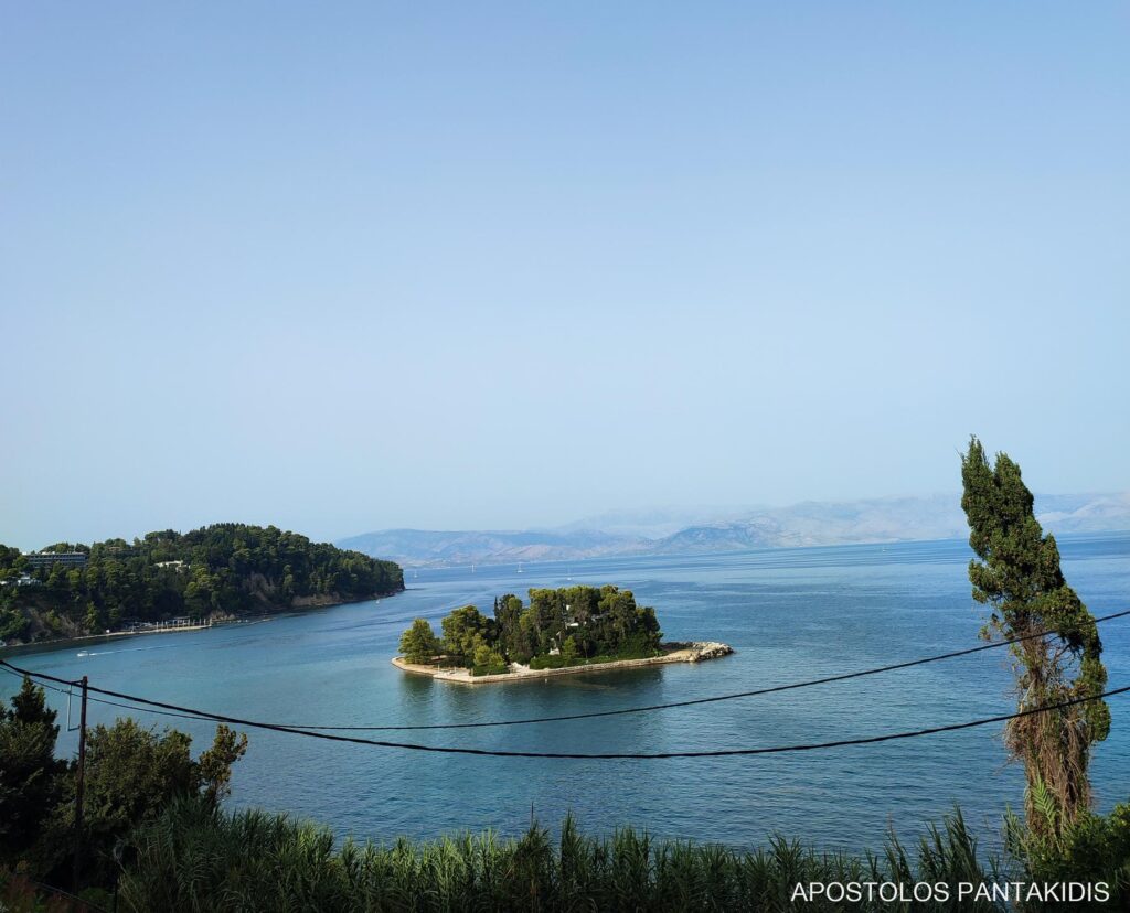 The view from our room towards Pontikonisi, Corfu